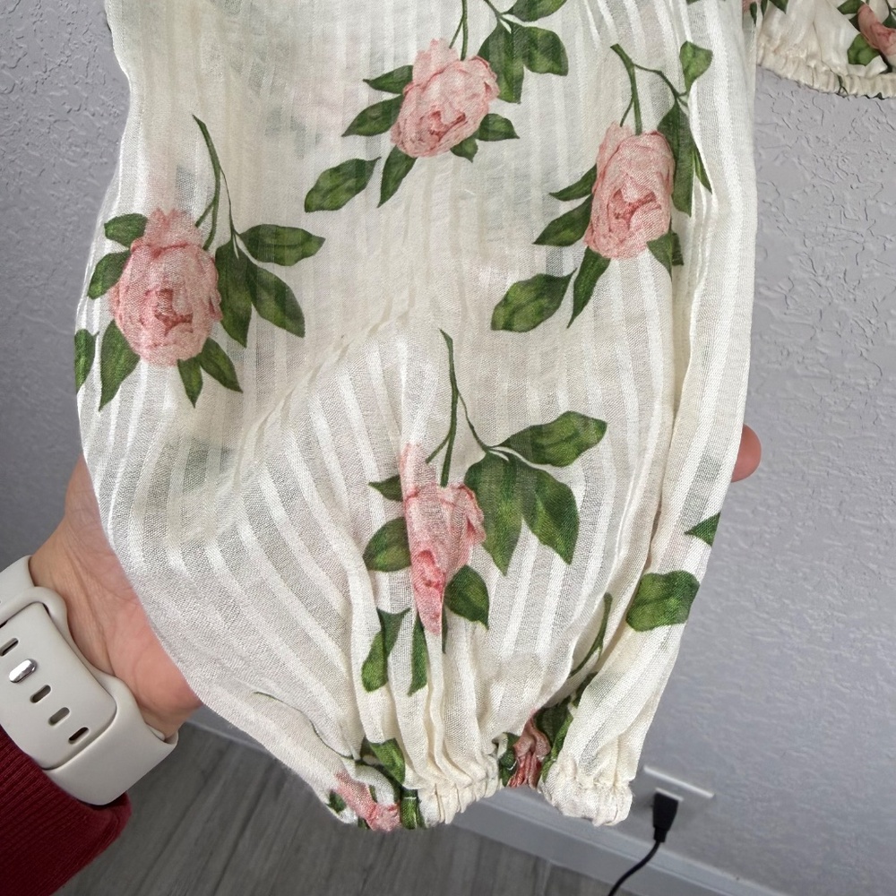 Cami NYC Womens Lenore Rose Silk Blend Asymmetrical Ruched Puff Sleeve Blouse - Picture 6 of 11